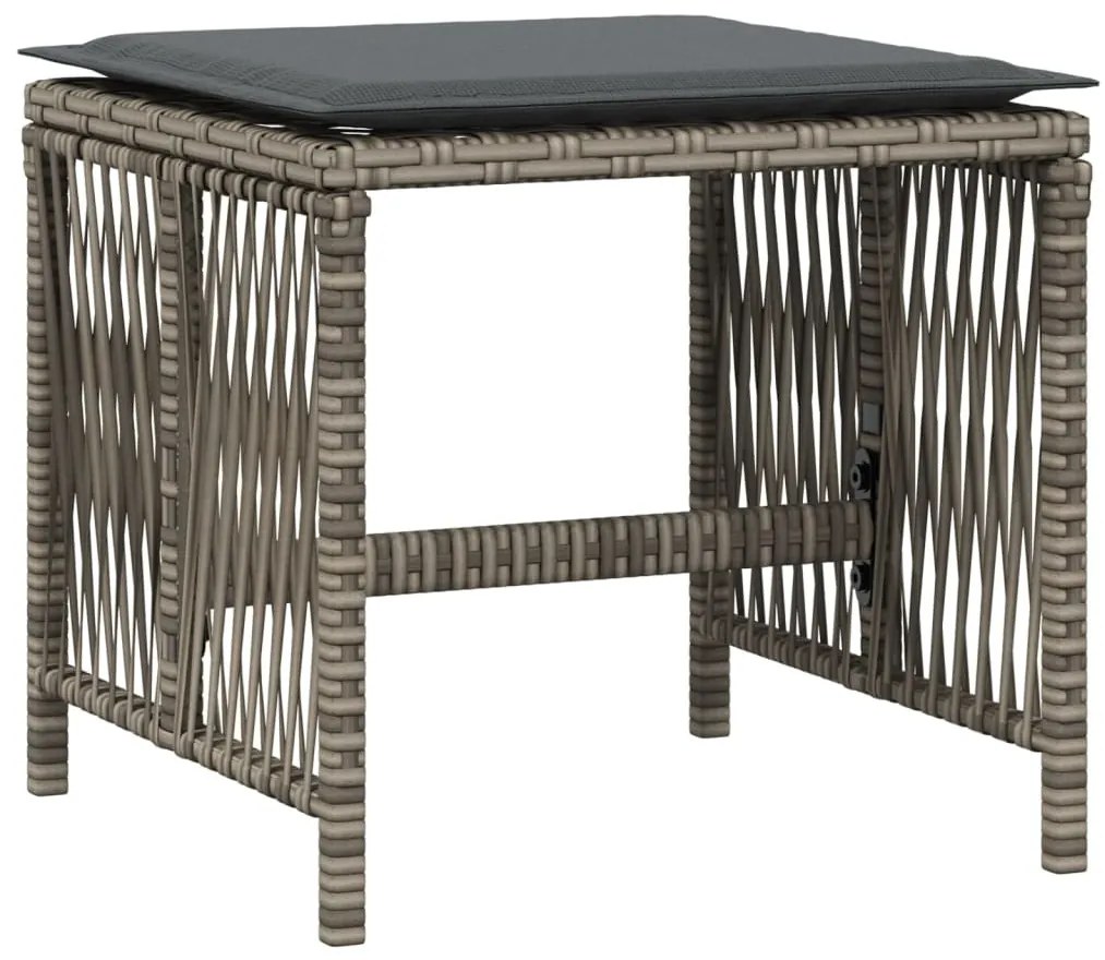 4 db szürke polyrattan kerti szék párnával 41 x 41 x 36 cm