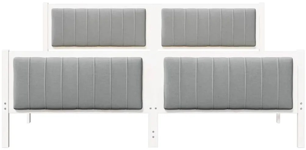 Ágykeret Fehér és világosszürke 180 x 200 cm Tömör fenyőfa