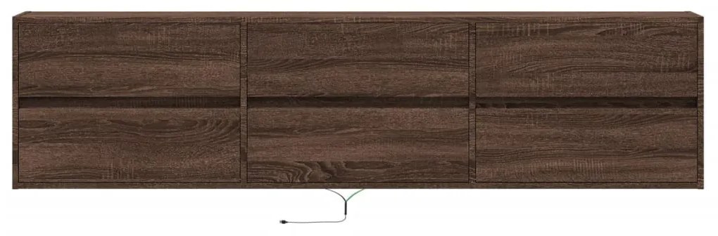 barna tölgy színű fali TV-szekrény LED-del 180 x 31 x 45 cm