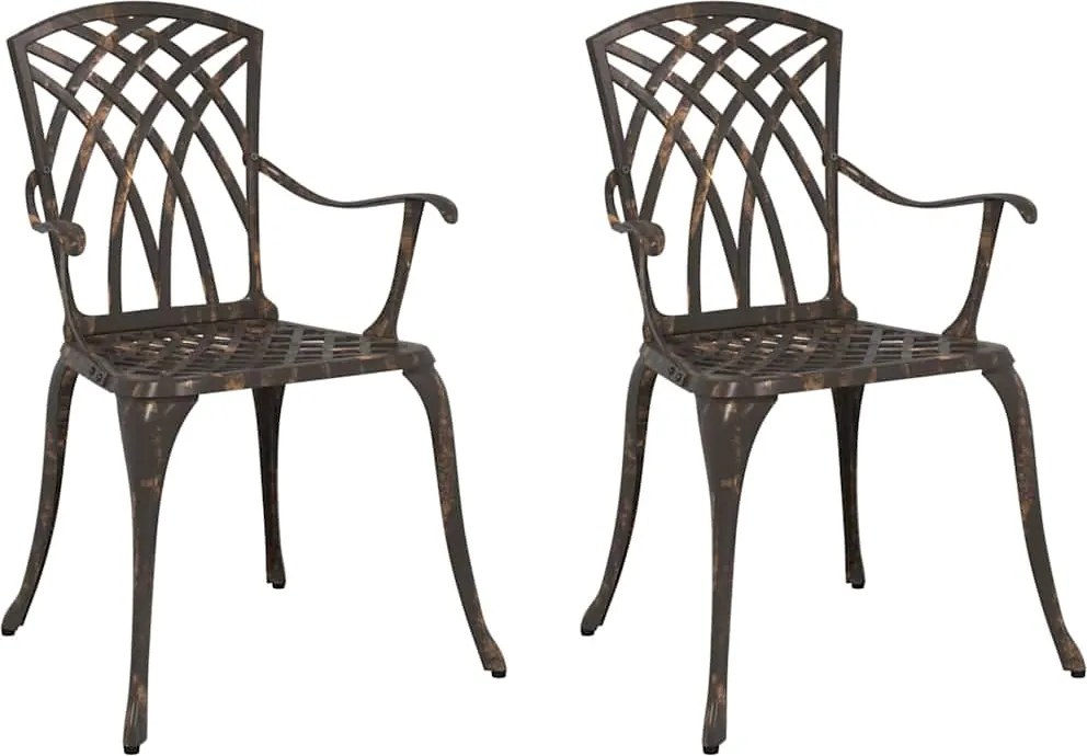 vidaXL Kerti Szék 2 pcs Bronz 53 x 51 x 88,5cm Alumínium