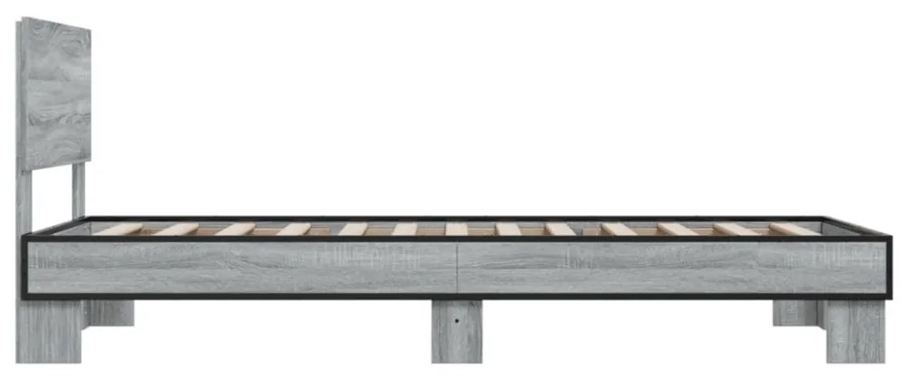 sonoma tölgyszínű szerelt fa és fém ágykeret 75 x 190 cm