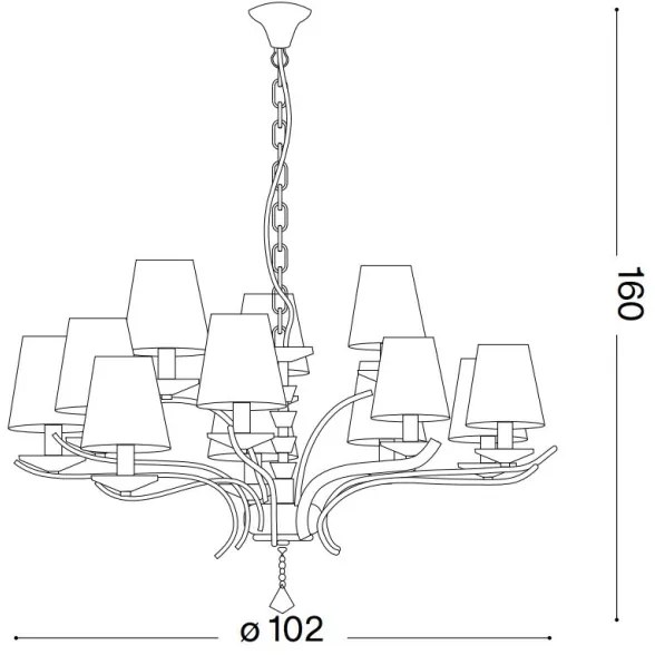 Ideal Lux - Csillár láncon PEGASO 12xE14/28W/230V átm. 102 cm arany