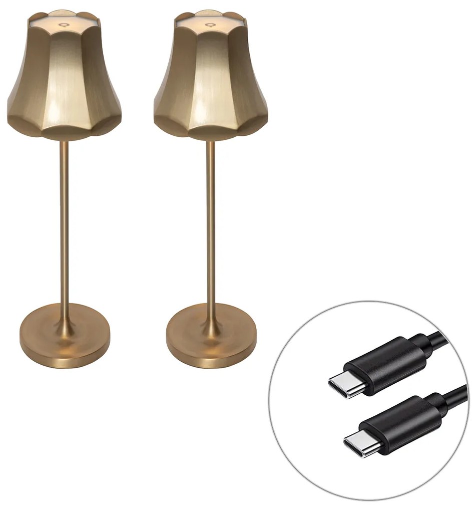 2 db Retro asztali lámpa készlet rózsaszín arany újratölthető IP44 - Granny