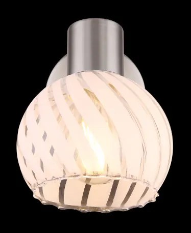 Globo 54025-1 Spotlámpa matt króm fém és fehér szatén üveg búrával. BxH:130x150, AL:156, exkl. 1xE27 40W 230V