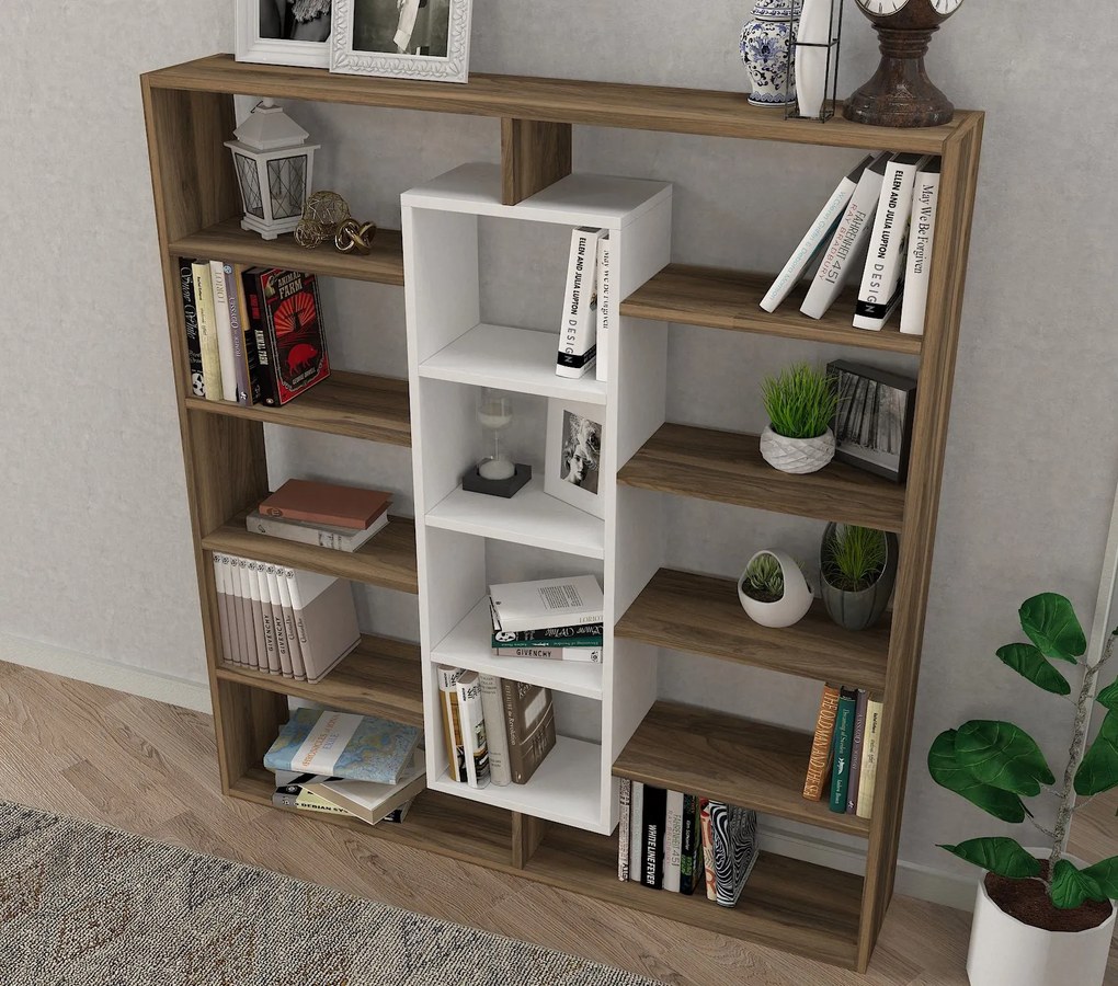 könyvespolc Ample - Walnut, White