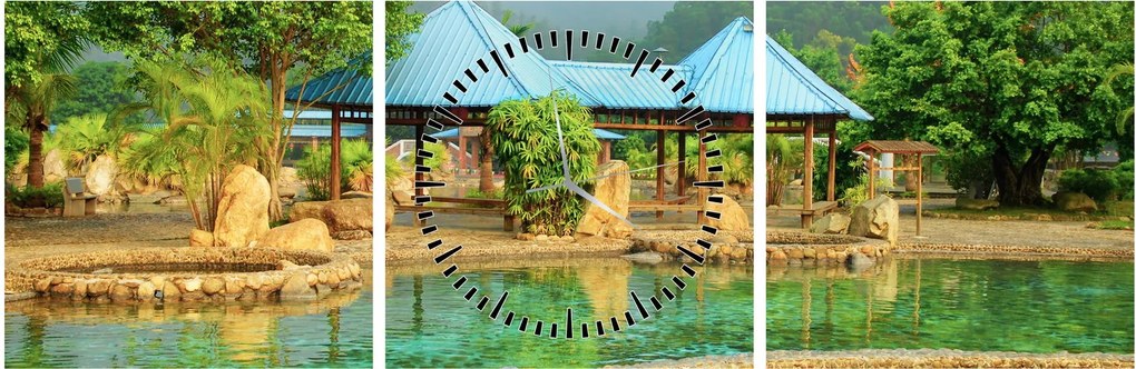 Kép - Shanghai, hotel, park (órával) (90x30 cm)