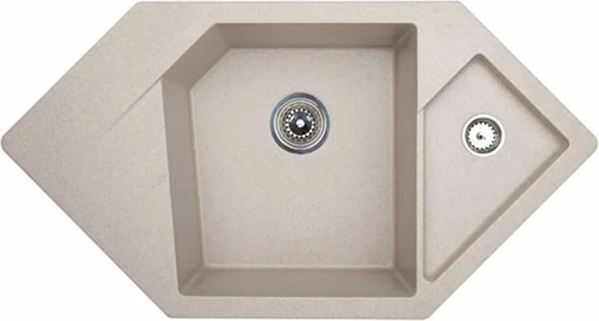 Diamond Metalac 190593 Gránit Sarok Mosogatótálca - Design, Bézs