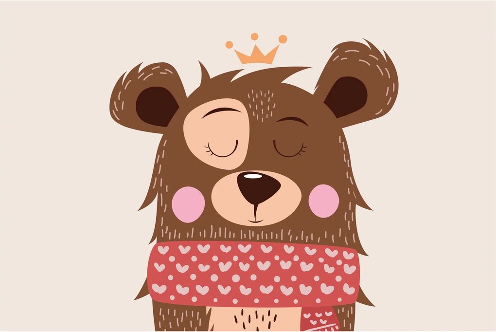 Kép - Teddy maci piros sállal (90x60 cm)