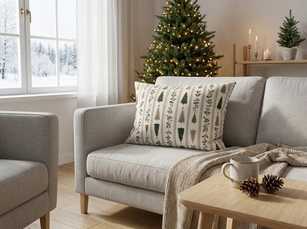 Pamut párnahuzat HOLLY PINES 50x70 cm, színes