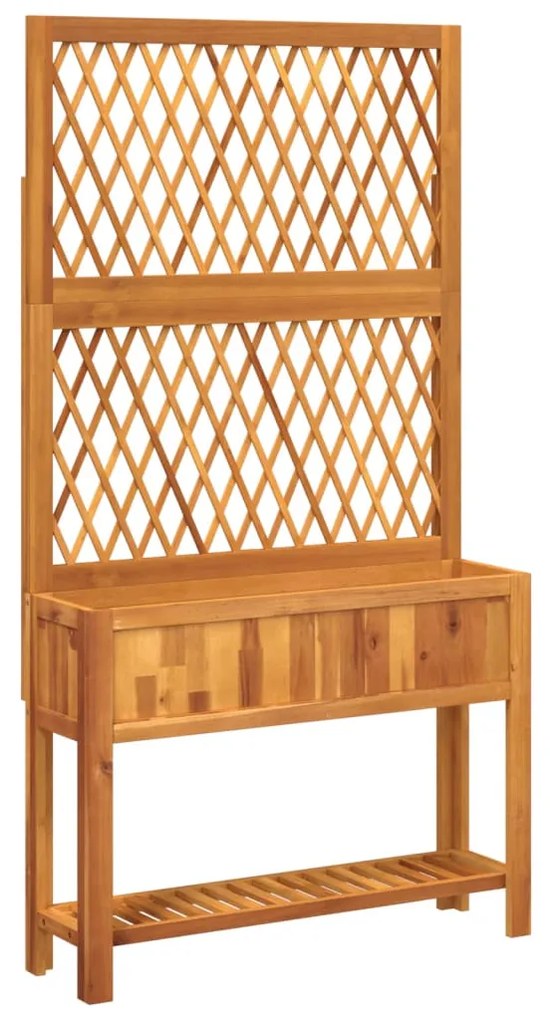 vidaXL tömör akácfa rácsos ültetőláda polccal 100 x 32 x 185 cm