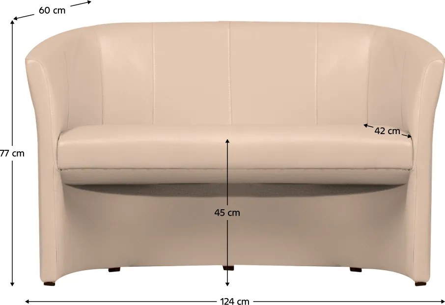 Klub duplafotel, textilbőr, bézs színű, CUBA