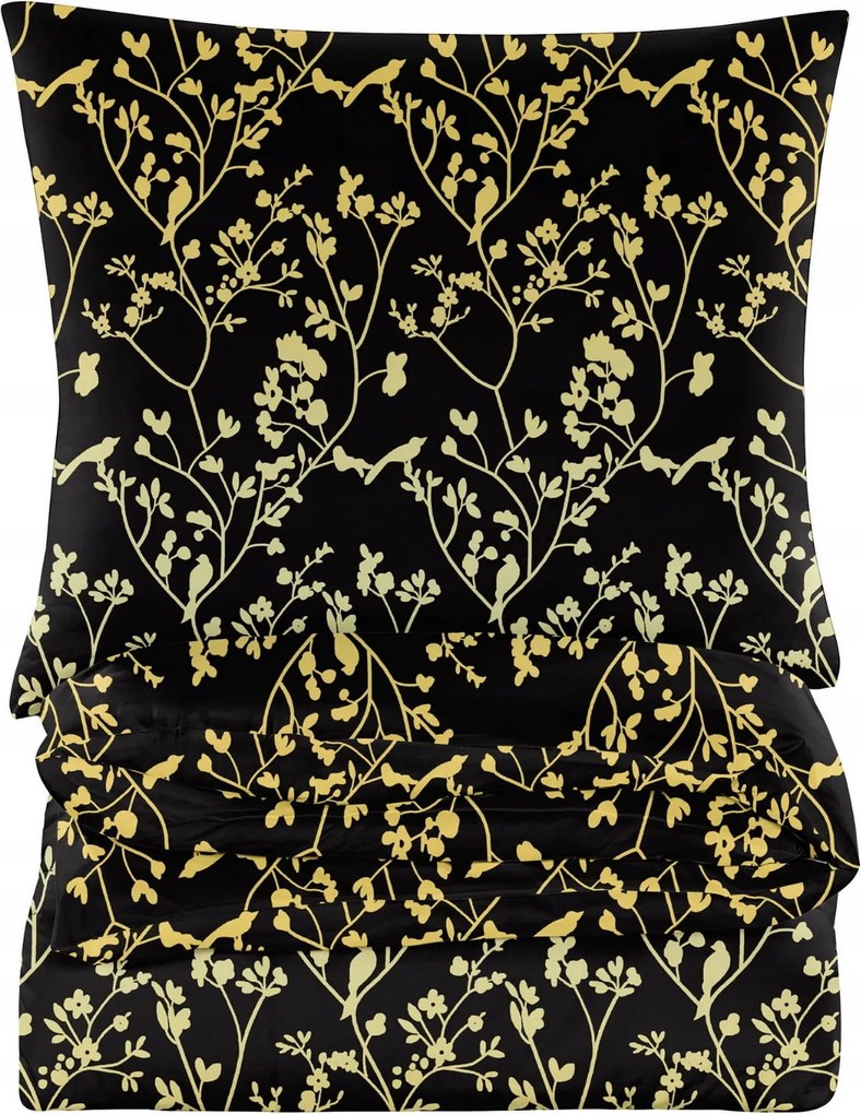 Kétszemélyes ágyneműhuzat Arany virágok 140x200 párnahuzattal 70x80 Ágyneműhuzat garnitúra