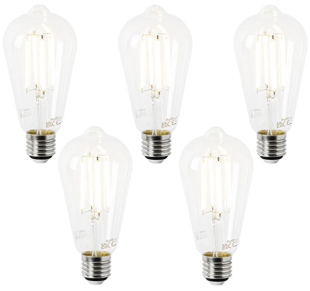 5 darabos E27 LED izzó szett ST64 átlátszó 2,2W 470 lm 2700K
