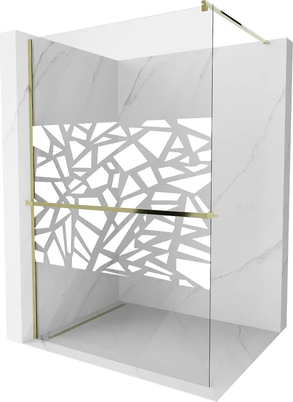 Mexen Kioto+ szereléssel ellátott zuhanyfal Walk-in 90 x 200 cm, fehér minta, arany - 800-090-121-50-85