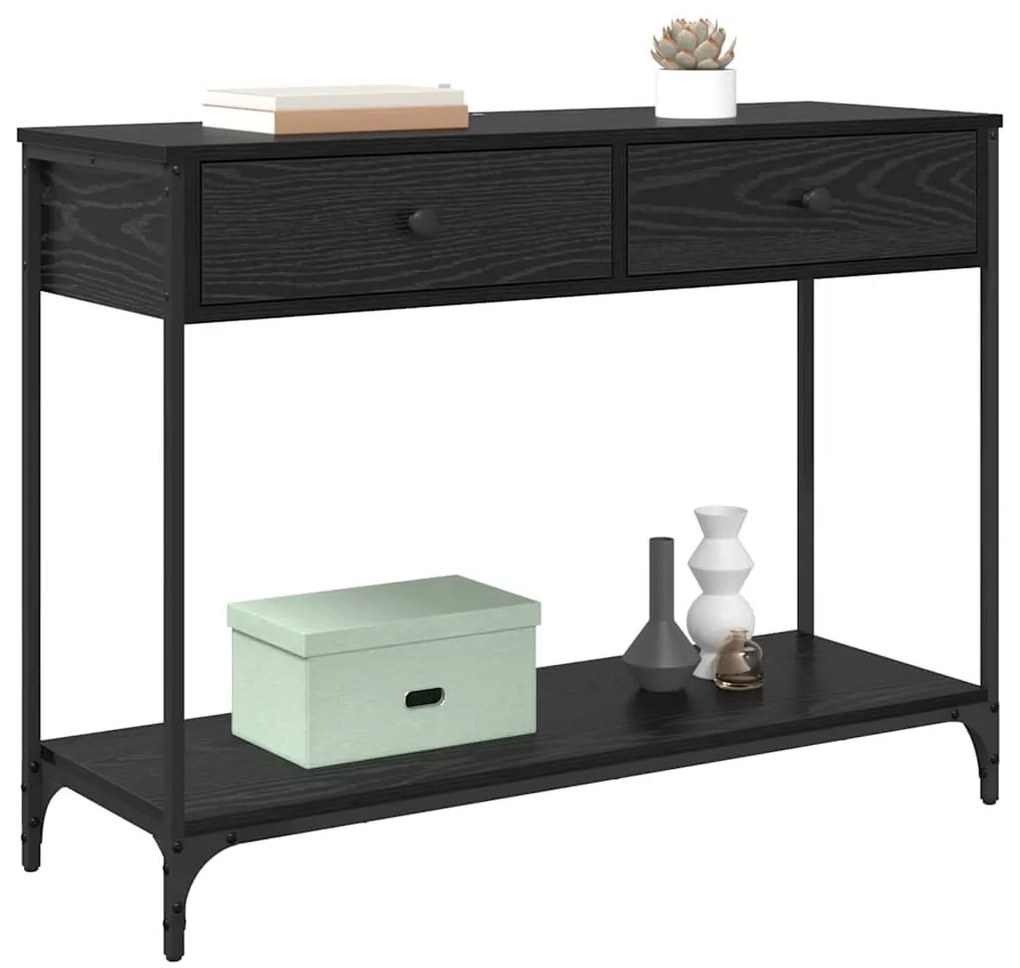 Konzolasztal fiókkal Fekete tölgy 100 x 34,5 x 75 cm Faanyag