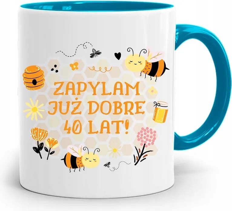 Születésnapra 40 40-es 40-es Bögre Kék Ajándék fényképes nyomattal