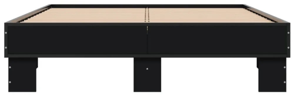 fekete szerelt fa és fém ágykeret 140 x 200 cm