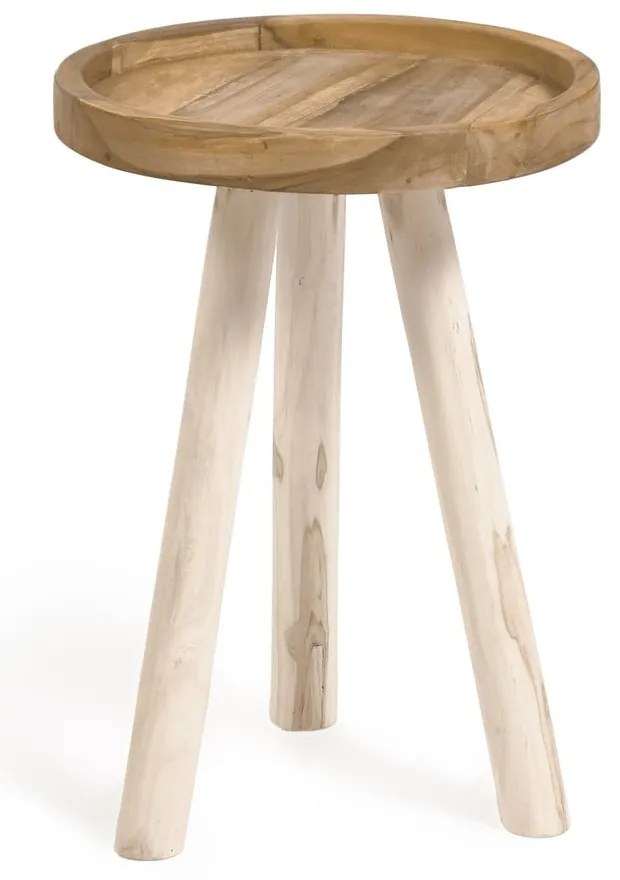 Teakfa kerek tárolóasztal ø 35 cm Glenda – Kave Home