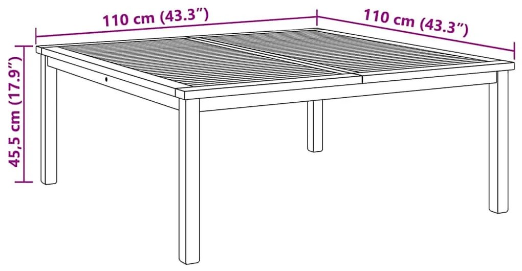 Dohányzóasztal Barna 110 x 110 x 45 cm Tömör tíkfa