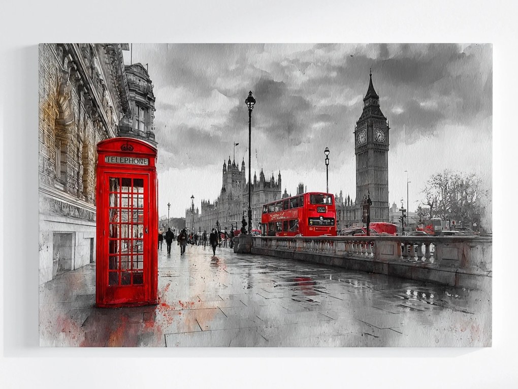 Canvas Vászonkép London Big Ben Telefonfülke Busz 120x80