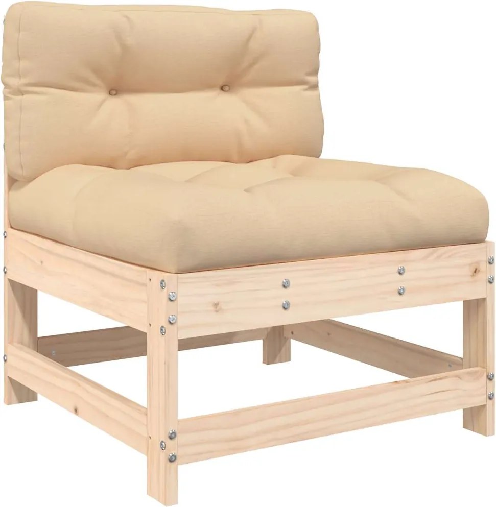 vidaXL tömör fenyőfa középső kanapé párnákkal