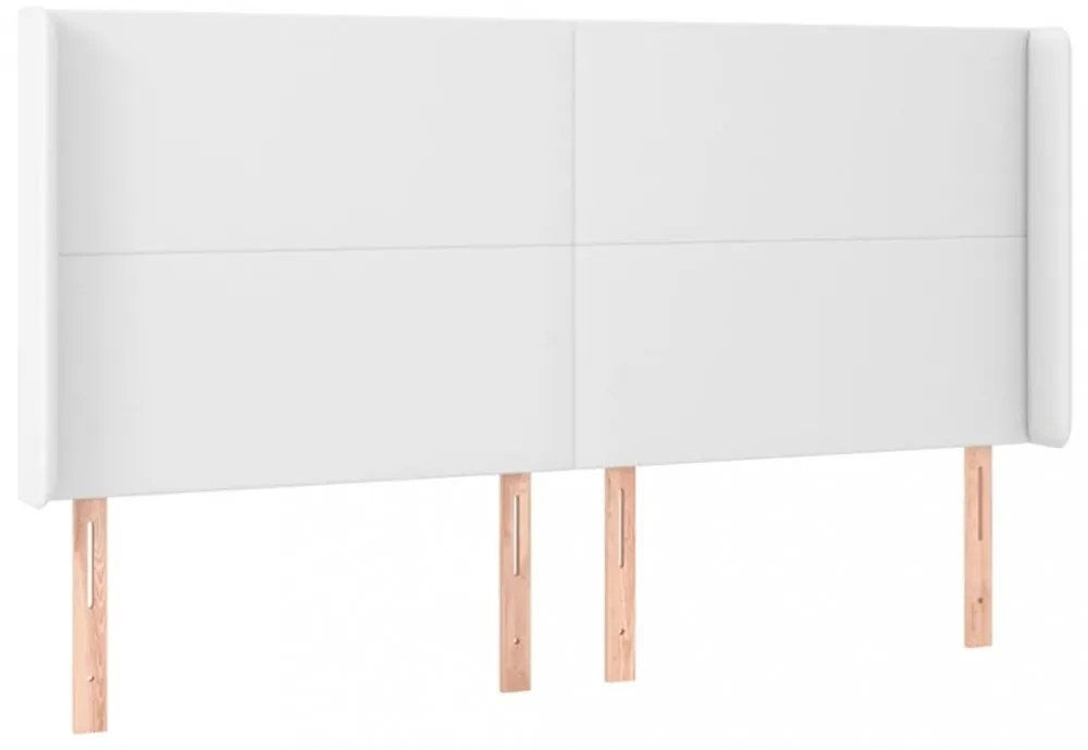 fehér műbőr fejtámla szárnyakkal 203x23x118/128 cm