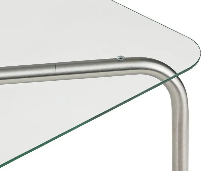 Ezüstszínű dohányzóasztal üveg asztallappal 60x110 cm Uku – noo.ma