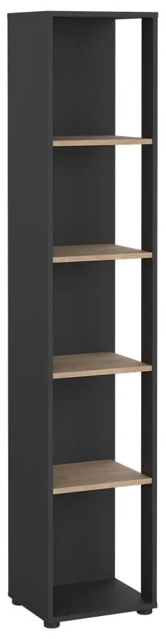 Antracitszürke-natúr színű könyvespolc tölgyfa dekorral 41x205 cm Sign – Tvilum