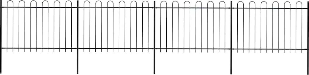 vidaXL fekete acélkerítés karikás tetejű 714,5 x 120 cm