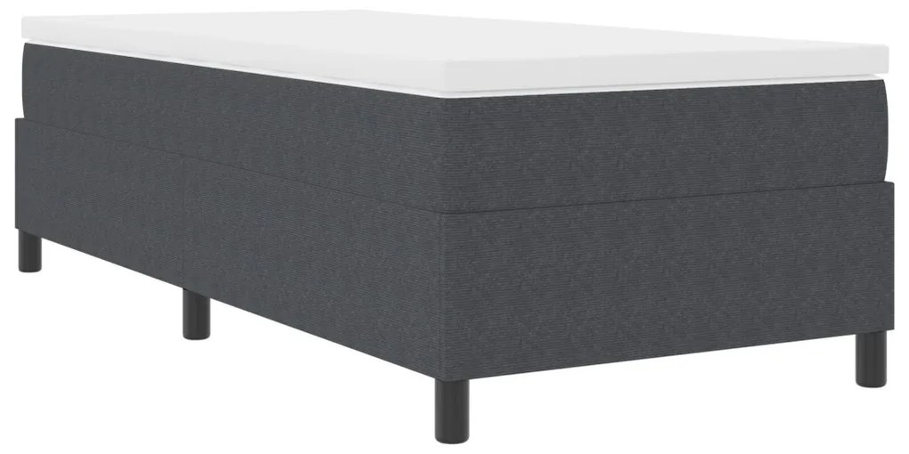 Box Spring Ágy Memóriáhab Matrac Sötétszürke Egyszemélyes Kordbársony Szövet