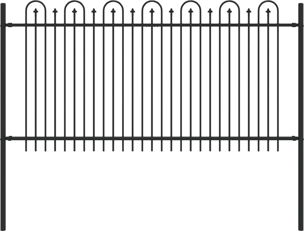 vidaXL Tüske Íves Kerítés Fekete 200 x 150 cm Porszórt acél