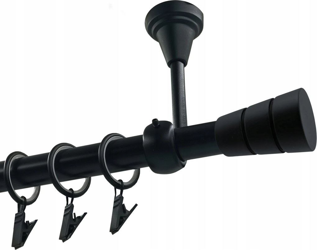 Függönykarnis szimpla Fém Mennyezeti 19mm Fekete Matt 120cm Henger Basic