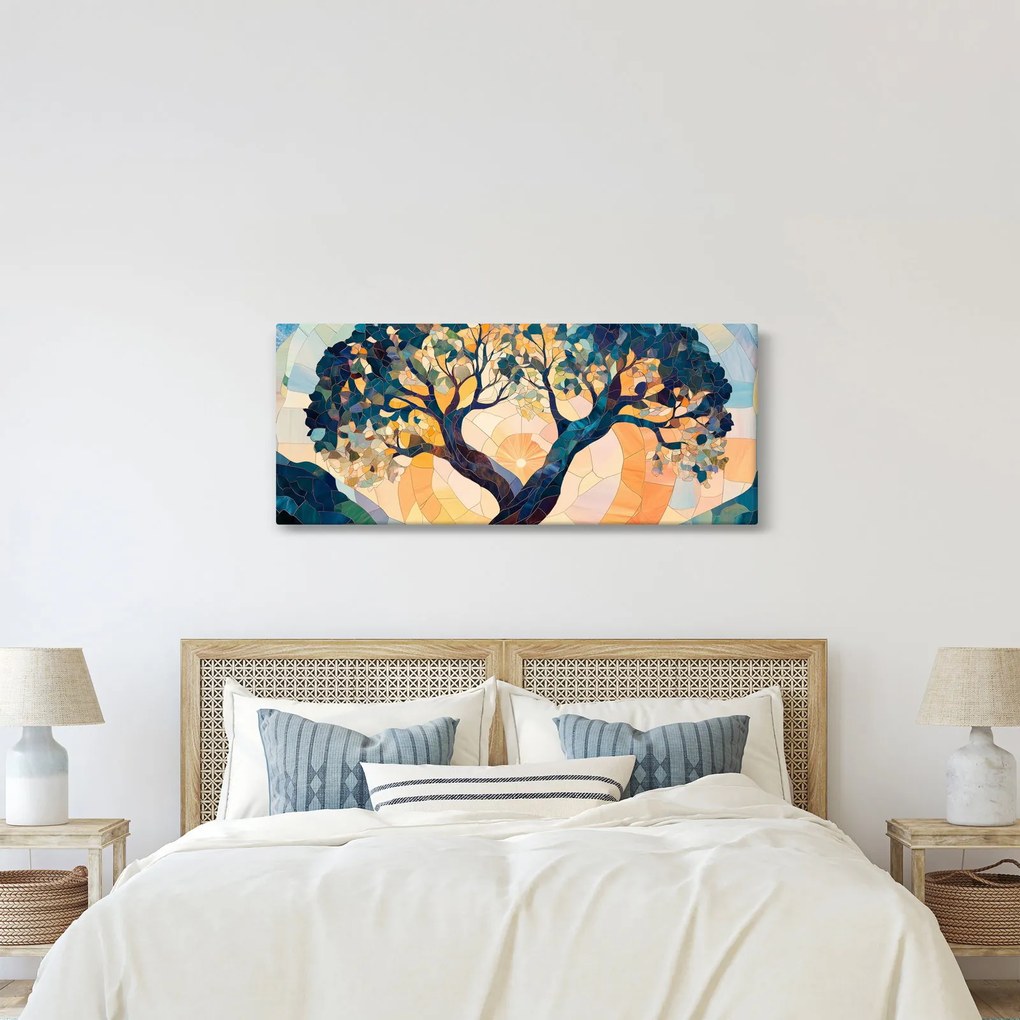 Kép – Mozaik – nap és fa II. (120x50 cm)