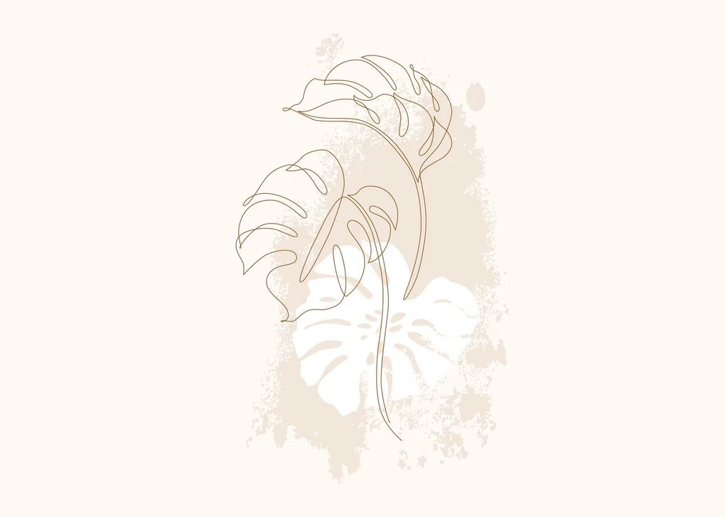Üveg kép - Line art monstera N⁰1 (70x50 cm)