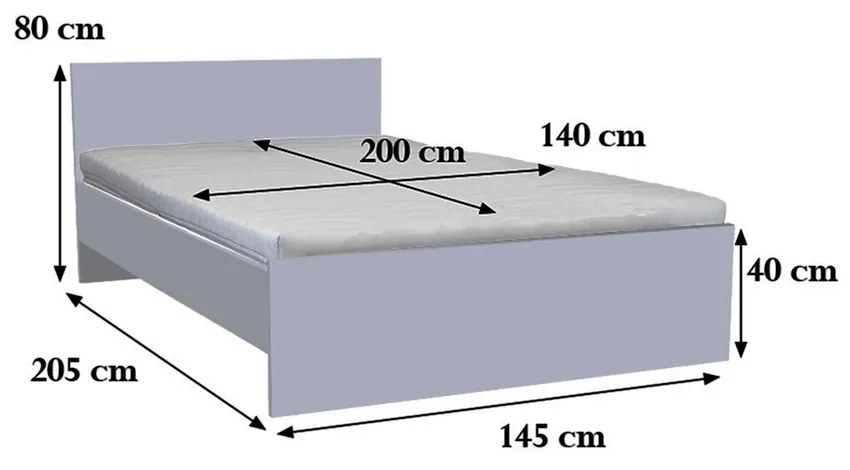 Miami franciaágy ágyneműtartó nélkül 140x200 cm yorki tölgy-fehér