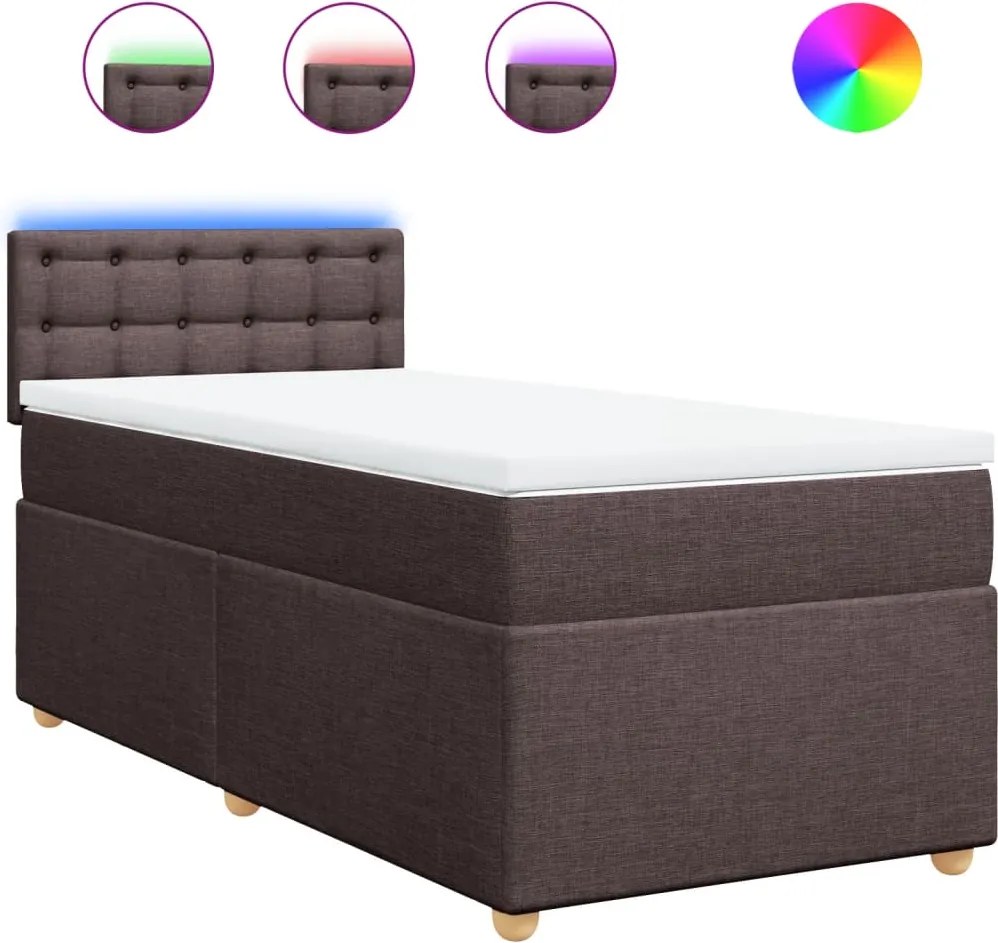 vidaXL sötétbarna szövet rugós ágy matraccal 80 x 200 cm