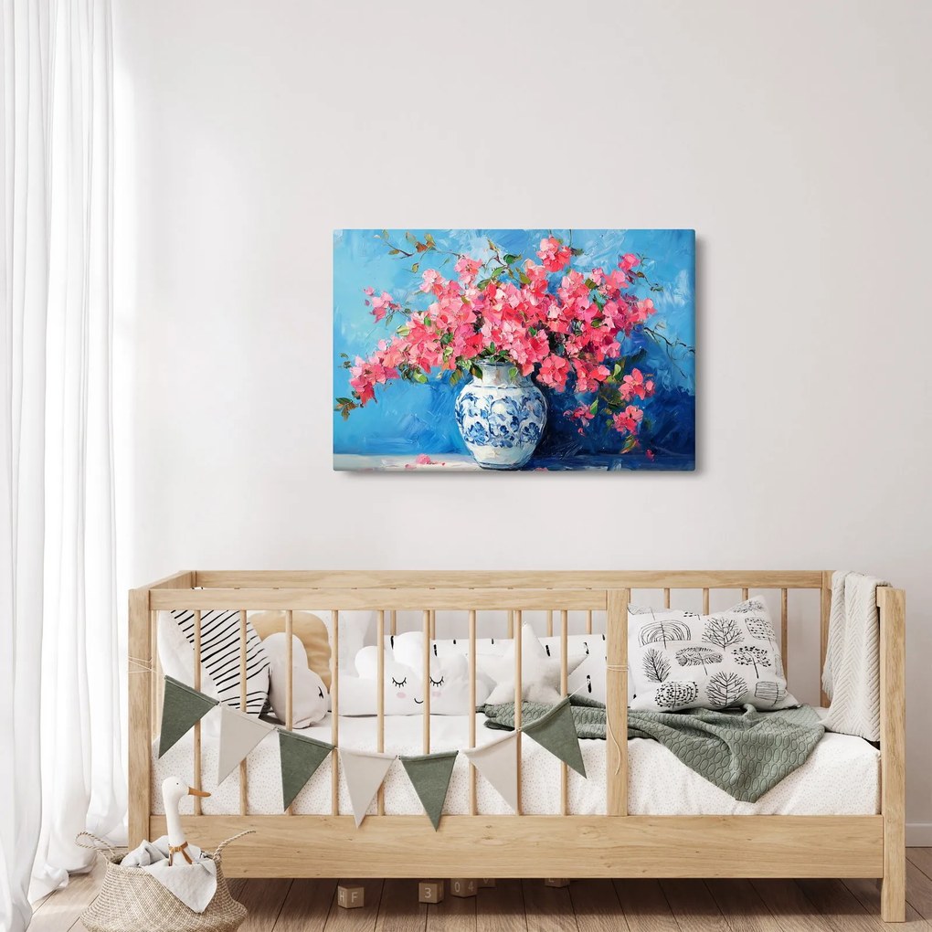 Kép - Váza rózsaszín virágokkal (90x60 cm)