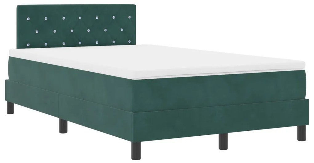 Boxspring Ágy Mattal Sötétzöld Kicsi Dupla Bársony