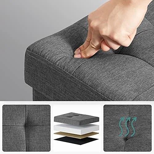SongmicsHome OTO tárolós puff, 76x38x38cm, antracit