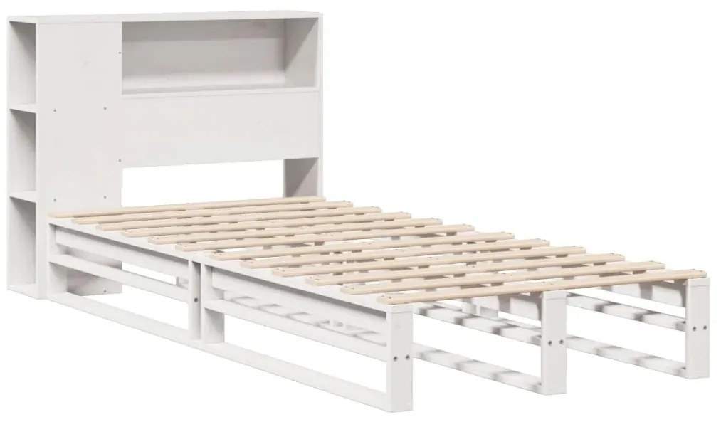 fehér tömör fa könyvespolcos ágy matrac nélkül 100 x 200 cm
