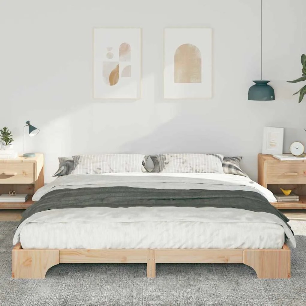 Földi ágykeret Barna 180 x 210 cm Tömör fenyőfa