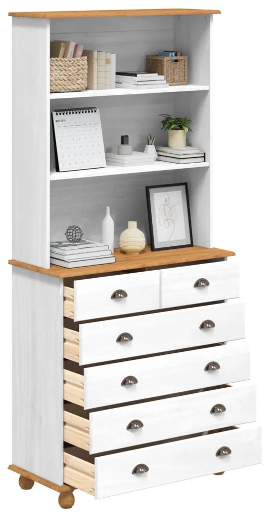 Hutch “ASKIM” Fehér 91x40x199.5 cm Tömör Fenyő, Hutch ASKIM" Fehér 91x30x104 cm Tömör Fenyő, Fiókos Szekrény "ASKIM" Fehér 91x40x95.5 cm Tömör Fenyő"