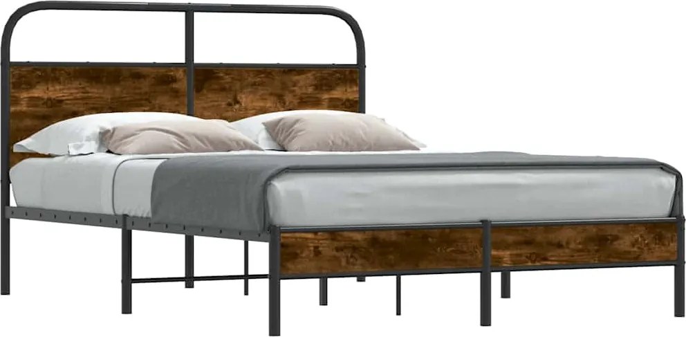vidaXL ágykeret matrac nélkül 120x200 cm füstölt tölgy fűrészelt fa