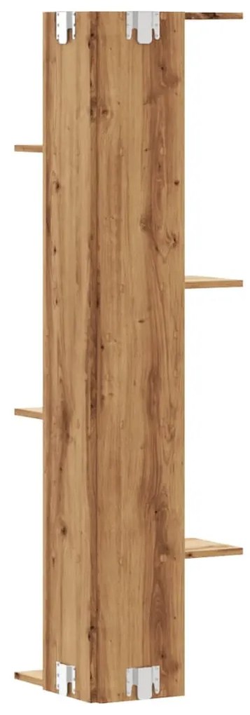 kézműves tölgy szerelt fa fali sarokpolc 36,5 x 36,5 x 140 cm