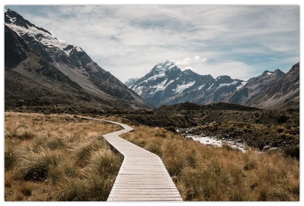 Kép - Sétány a hegységben Mt. Cook (90x60 cm)