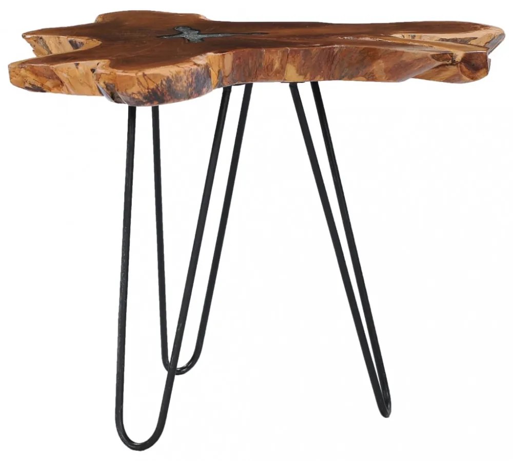 vidaXL tömör tíkfa és műkő dohányzóasztal 70 x 45 cm