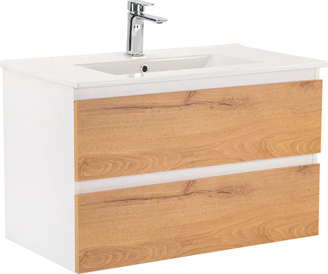 Vario Forte 80 alsó szekrény mosdóval fehér-tölgy