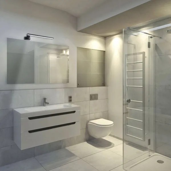 SHINE LED fürdőszobai fali lámpatest, 11 W, 230 V, 45 cm, IP44, fekete