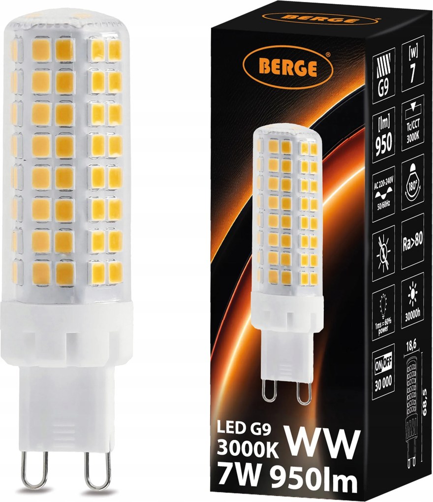 Led izzó G9 7W 950lm Meleg szín 3000K Napi Mennyezeti Lámpákhoz