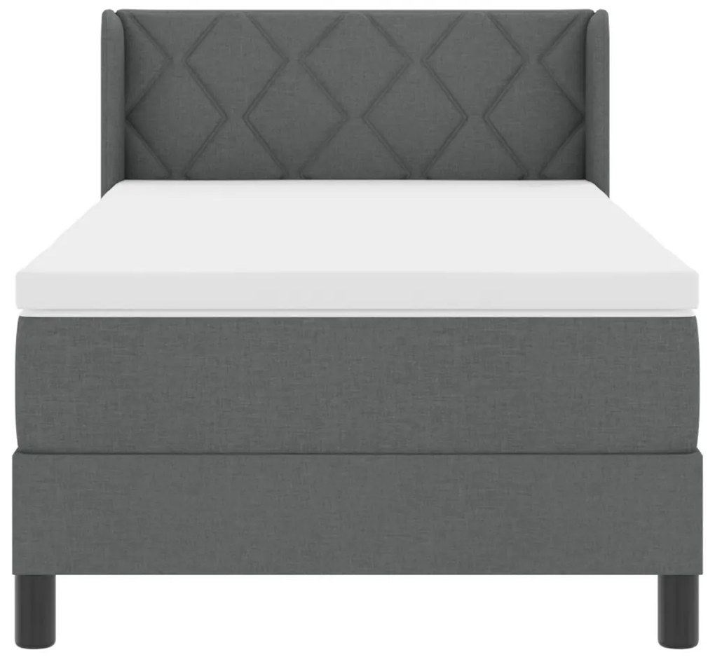 Boxspring ágy matraccal, sötétszürke, 100x200 cm szövet